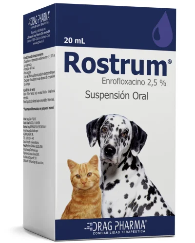 Rostrum Enrofloxacino 2,5% 20 mL Suspensión Oral Perros y Gatos